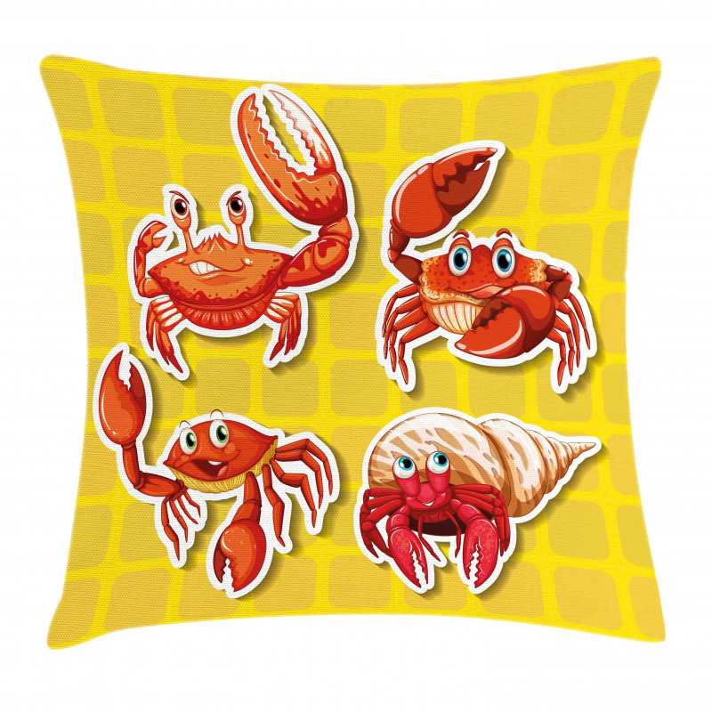 4 Different Crabs Pillow Cover