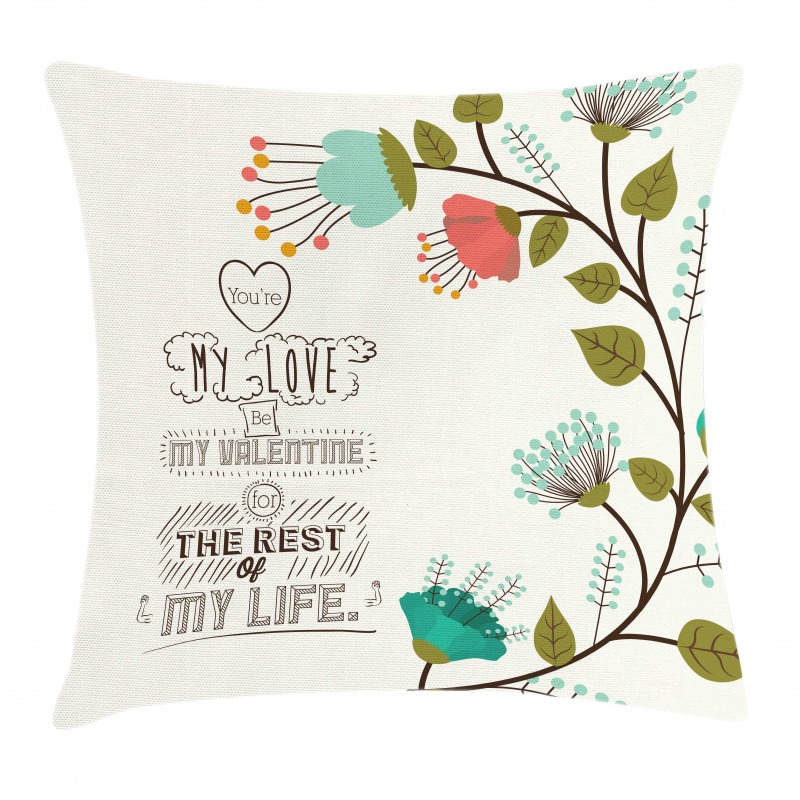 Flower with Leaf Pillow Cover