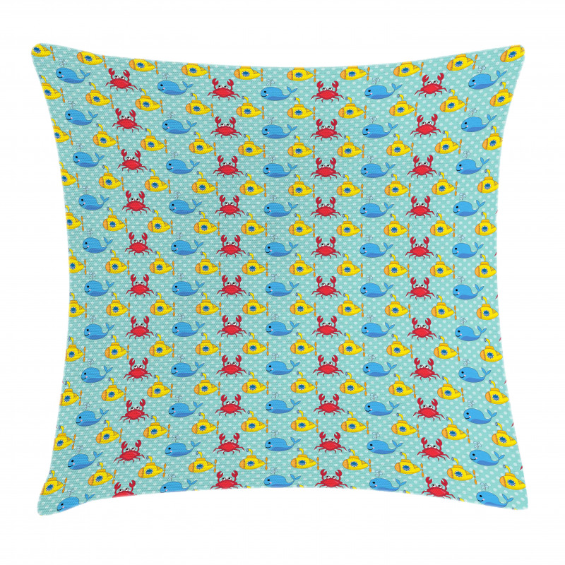 Whales Crabs Pillow Cover