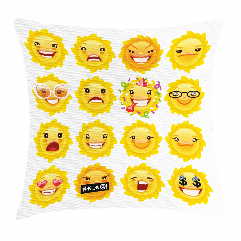 Smile Surprise Angry Mood Pillow Cover