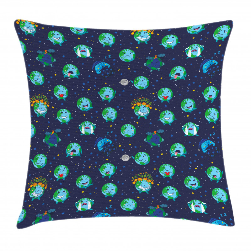 Planet Earth Face Moods Pillow Cover