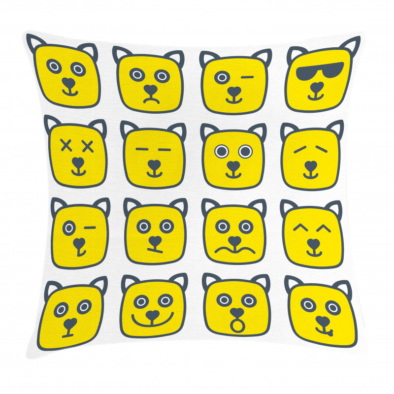 Cat Dog Smiley Expression Pillow Cover