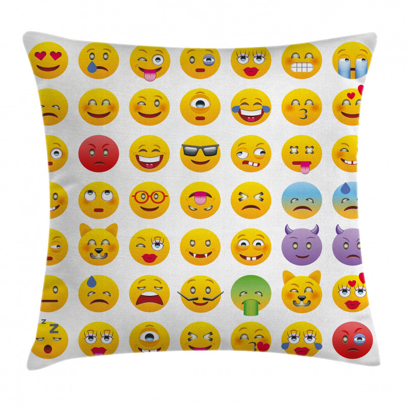 Faces of Mosters Happy Pillow Cover