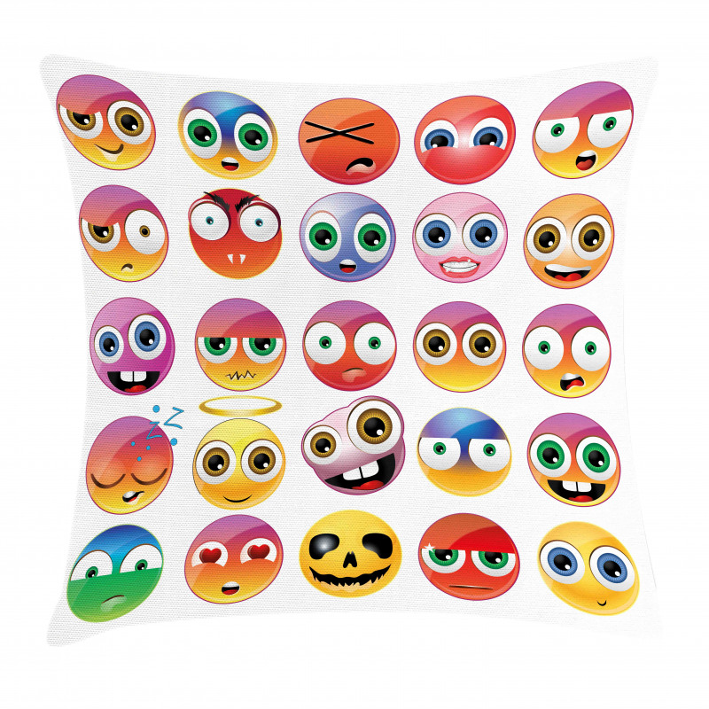 Rainbow Colored Smileys Pillow Cover