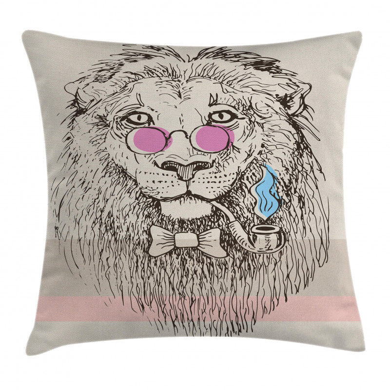 Lion Head Hipster Style Pillow Cover