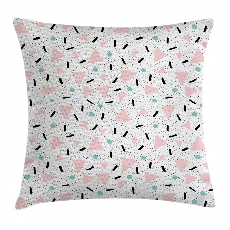 Retro Triangles Dots Pillow Cover