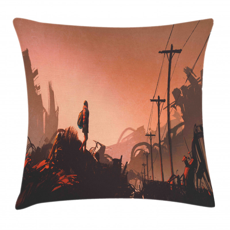 City Scene Abandoned Pillow Cover