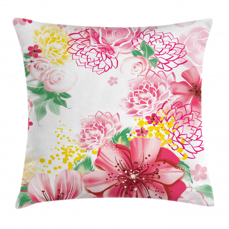 Flowers and Dots Pillow Cover
