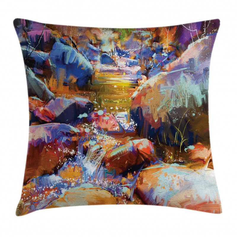 Waterfall River Scene Pillow Cover