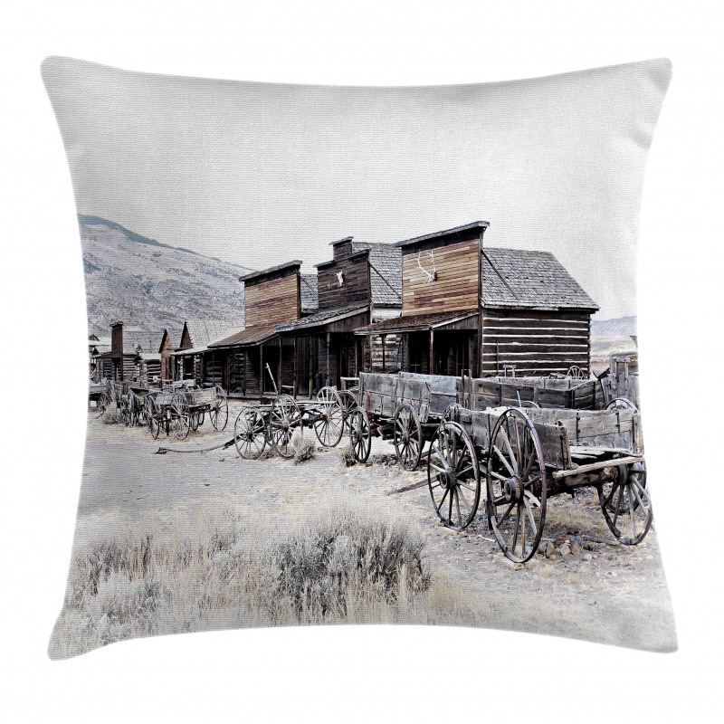 Old Wooden 20s Town Pillow Cover