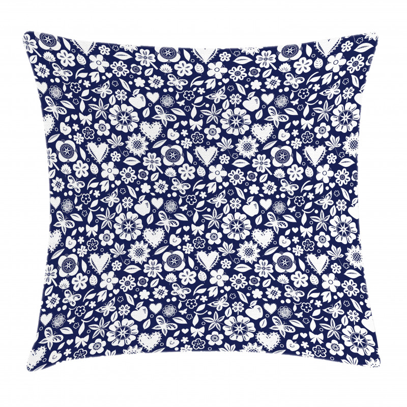 Heart Butterflies Leafs Pillow Cover