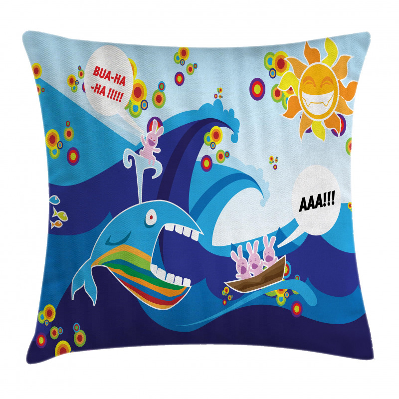 Whale Fish Rabbit Sun Pillow Cover