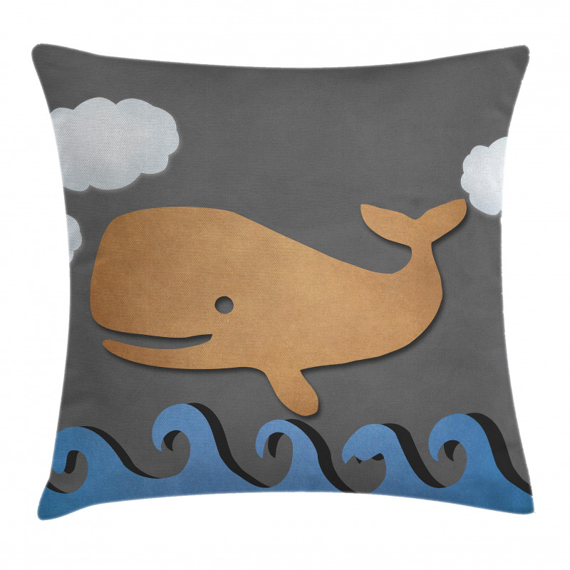 Wooden Paper Base Whale Pillow Cover