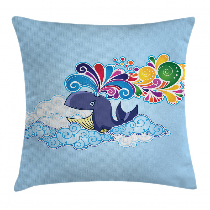 Whale on Cloud Rainbow Pillow Cover
