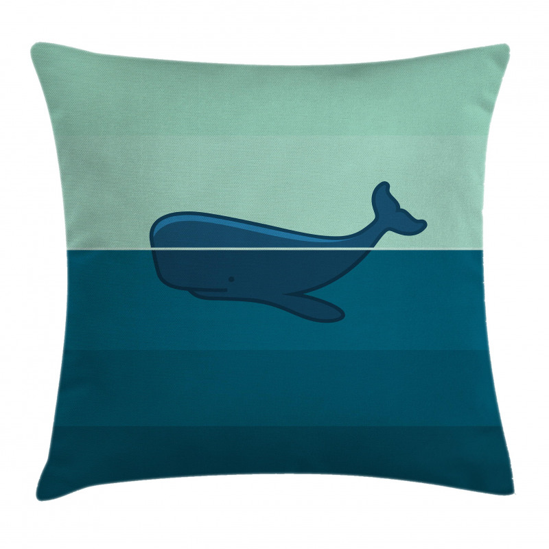 Blue Whale in the Sea Pillow Cover