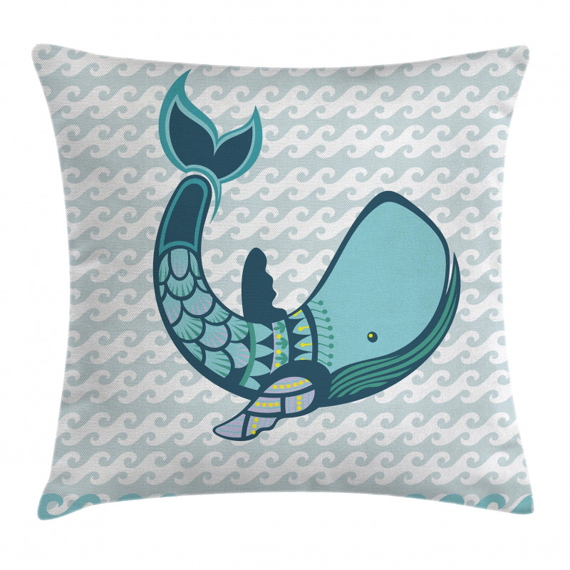 Happy Smiley Whale Pillow Cover
