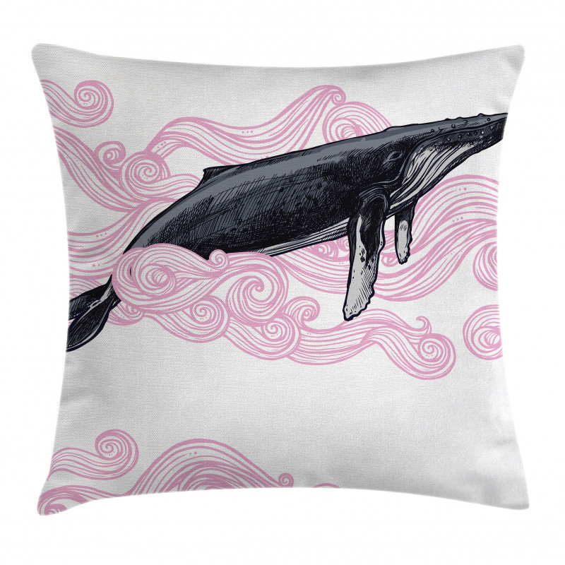 Striped Dreamy Whale Pillow Cover