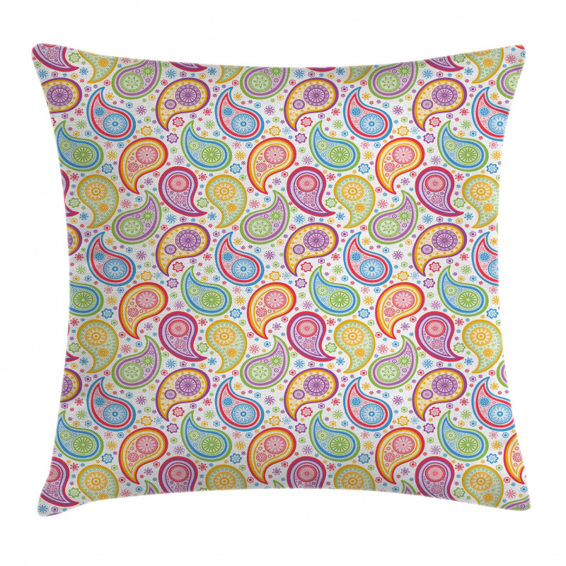 Colored Pattern Flower Pillow Cover