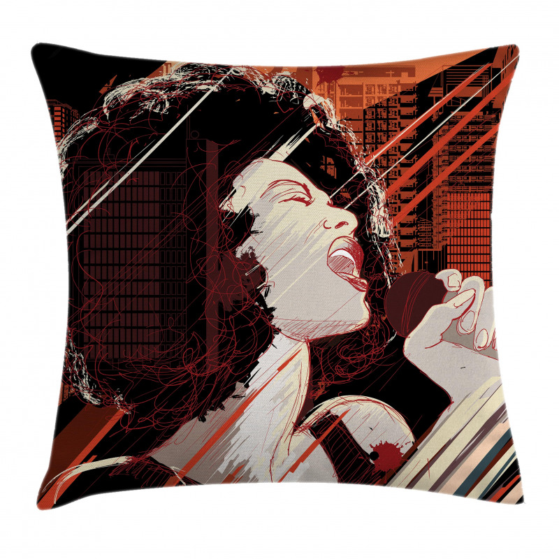 Musical Jazz Singer Woman Pillow Cover