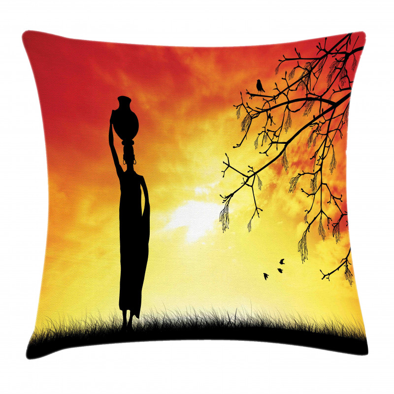 Lady in Sunset Safari Pillow Cover