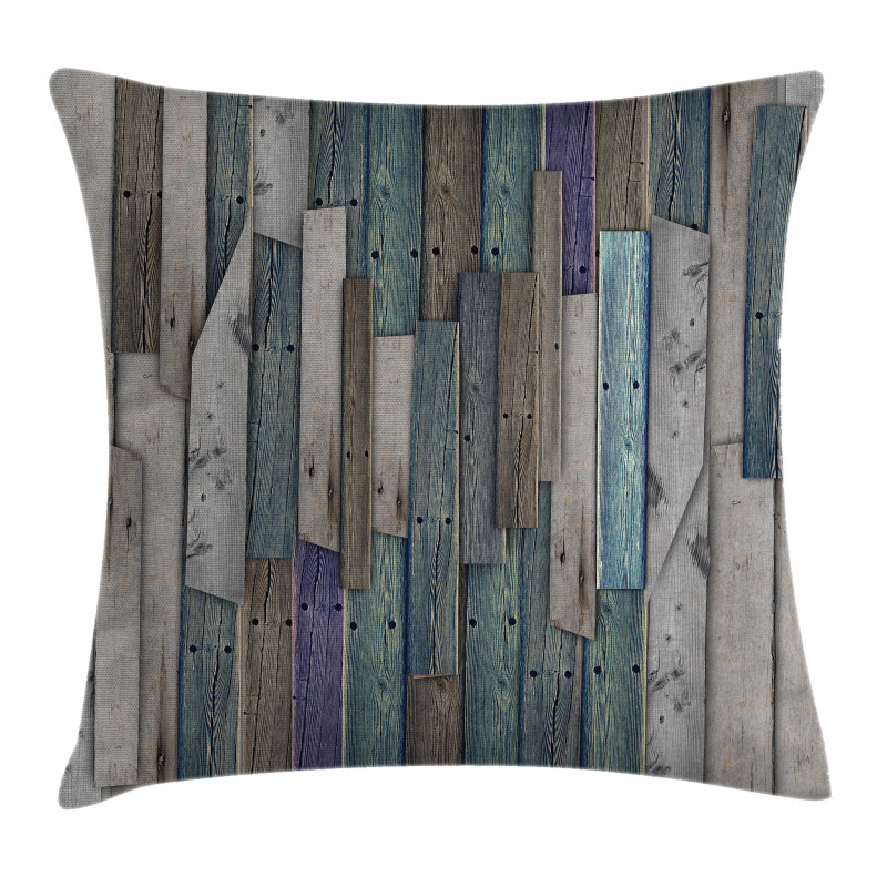 Blue Grey Planks Grunge Pillow Cover
