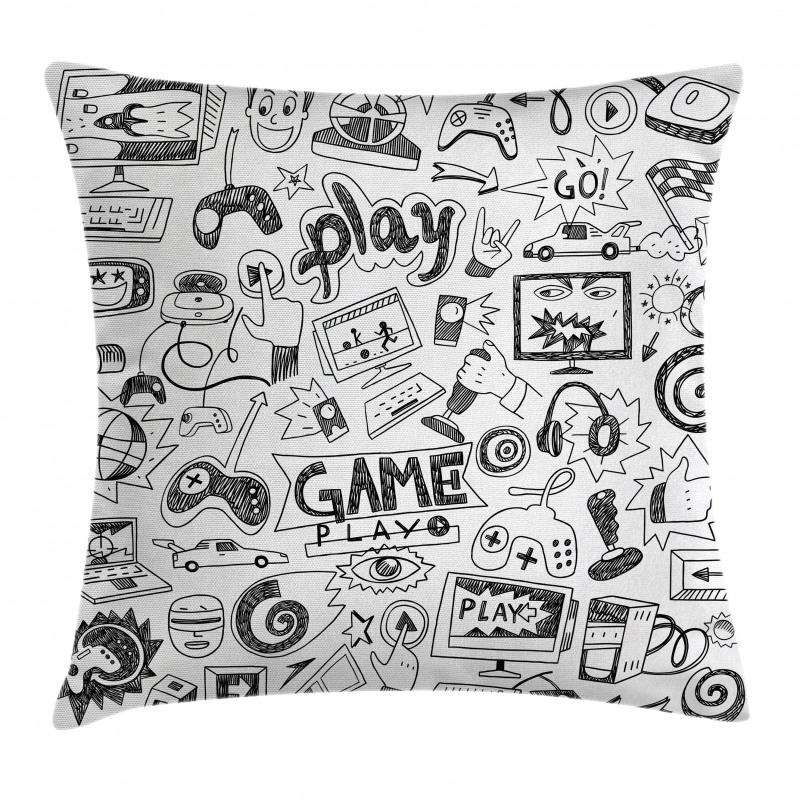 Sketch Style Gaming Pillow Cover