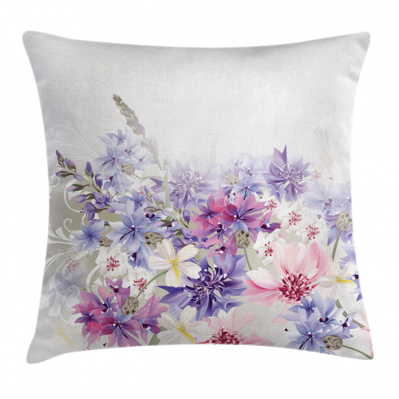 Pink Purple Flowers Pillow Cover