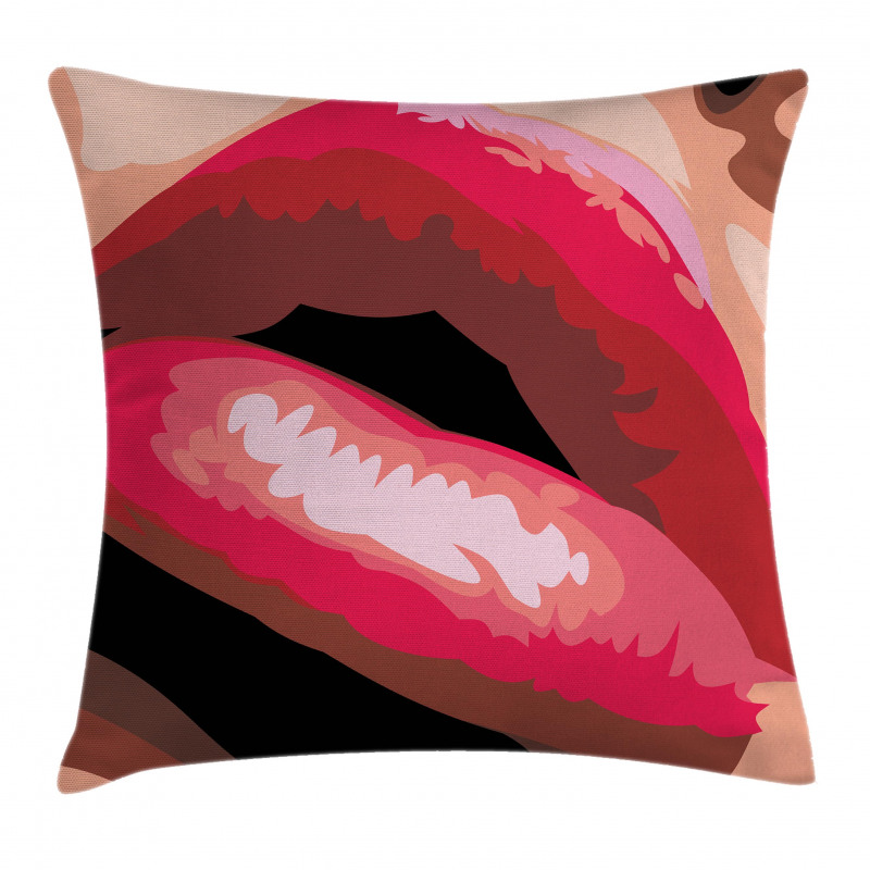 Woman Red Lips Charming Mouth Pillow Cover
