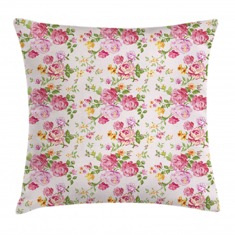 Spring Wild Roses Blooming Pillow Cover