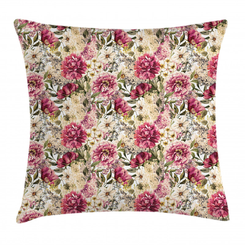 Watercolor Flower Bouquets Pillow Cover