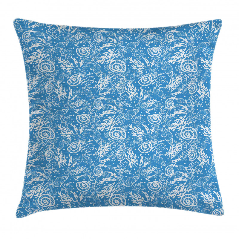 Monochrome Shells Corals Pillow Cover