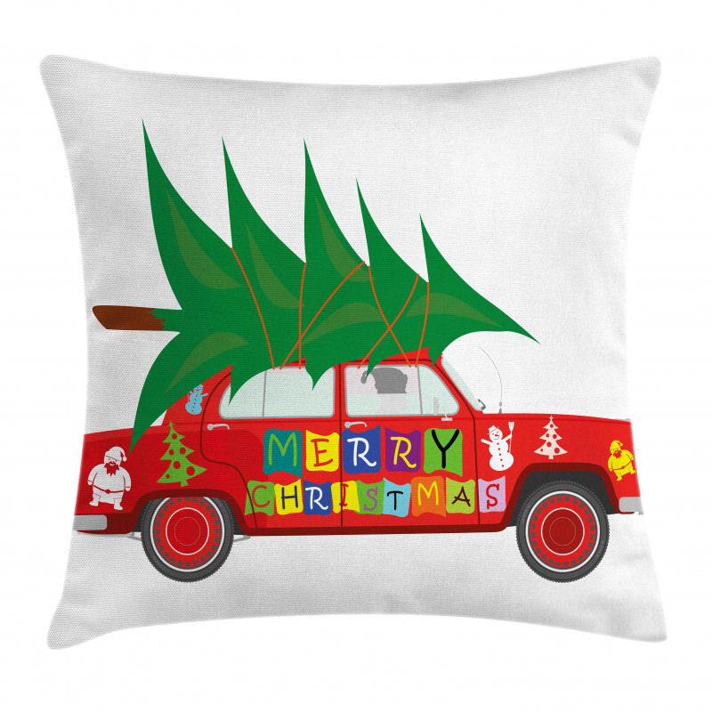 Red Vintage Car Elf Pillow Cover