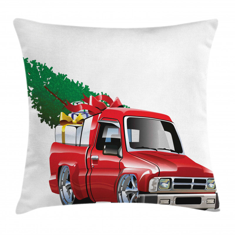 Red Farm Truck Pillow Cover