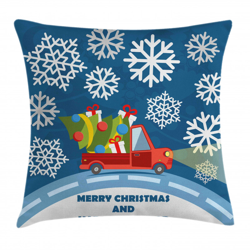 Happy New Year Truck Pillow Cover