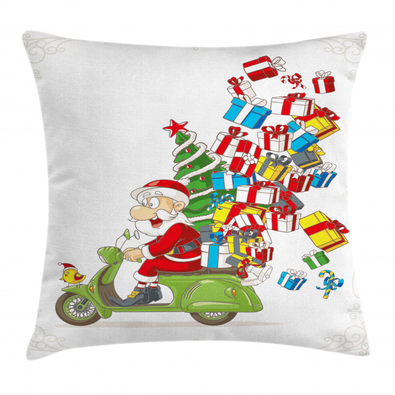 Santa on Motorbike Pillow Cover