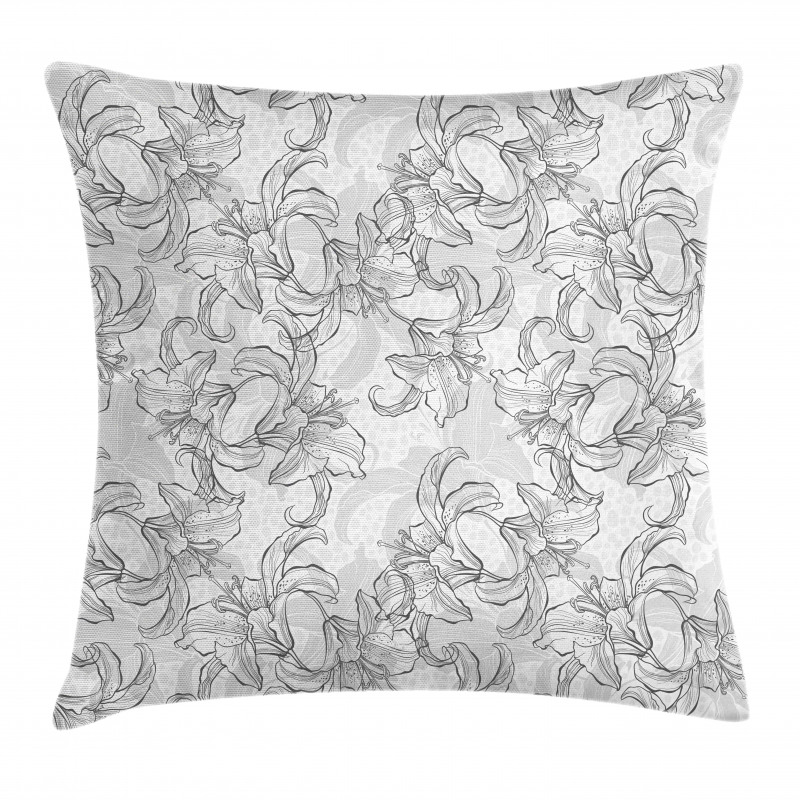 Vintage Greyscale Flowers Pillow Cover