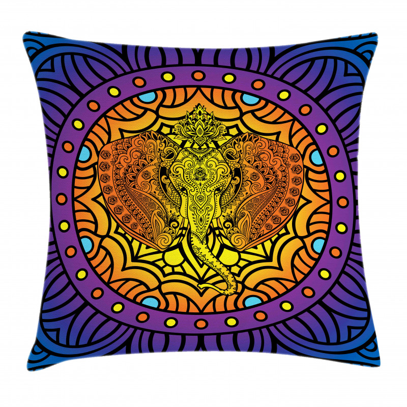 Elephant Head Mandala Pillow Cover