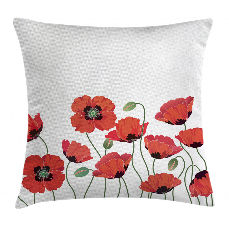 Natural Poppy Garden Pillow Cover