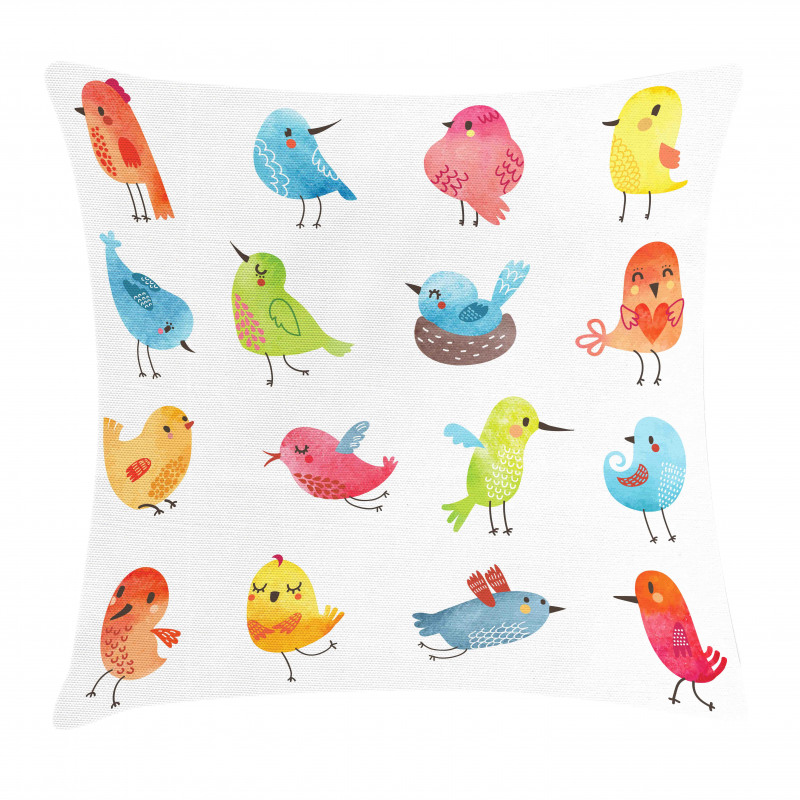 Colorful Humor Bird Pillow Cover