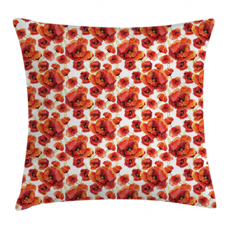 Red Poppy Flowers Pillow Cover