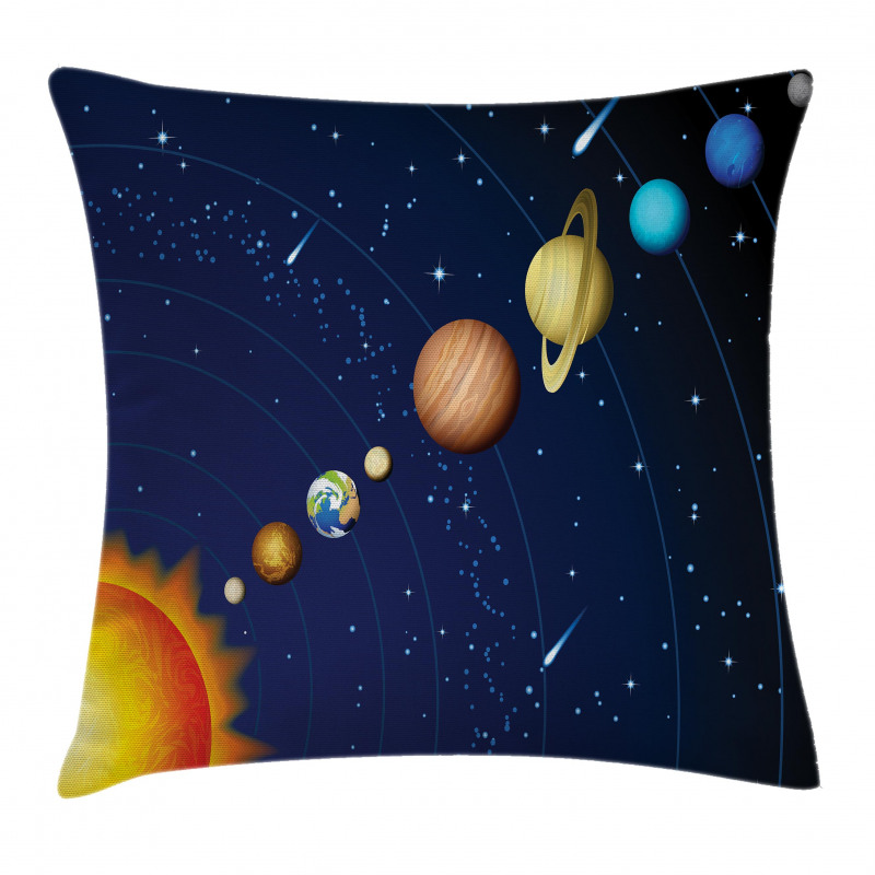 Solar System with Sun Pillow Cover