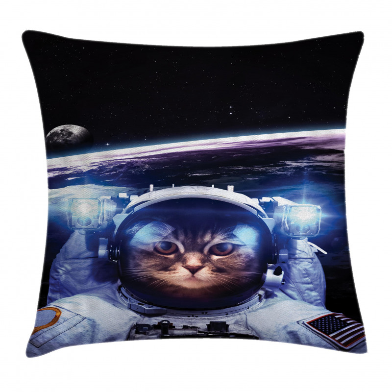 Funny Astronaut Cat Humor Pillow Cover