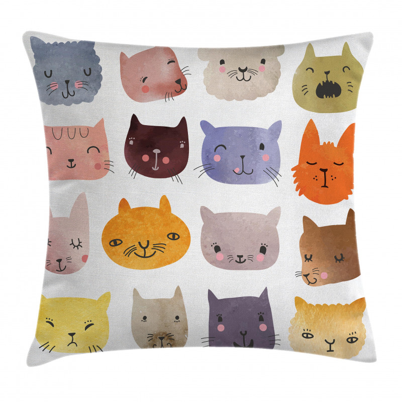 Colorful Humor Fun Cat Pillow Cover