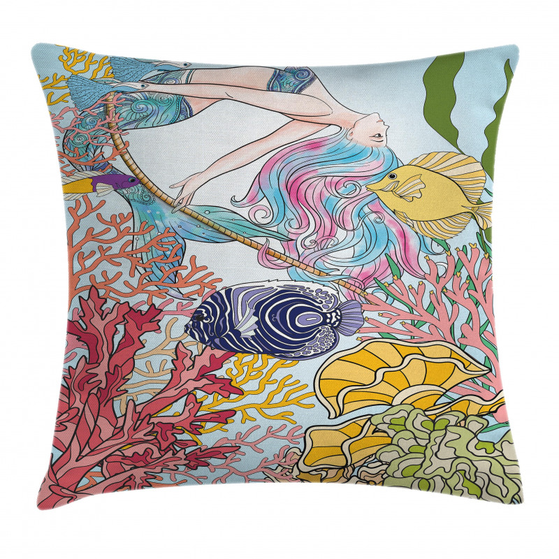 Sketchy Sea Coral Reefs Pillow Cover