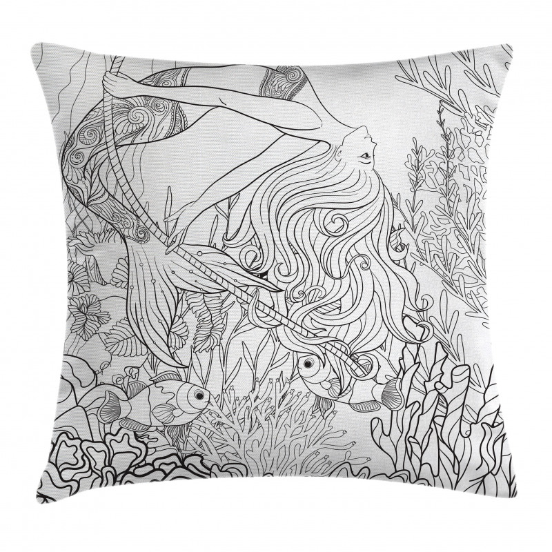 Surreal Little Mermaid Pillow Cover