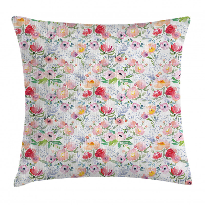 Colored Spring Flowers Pillow Cover
