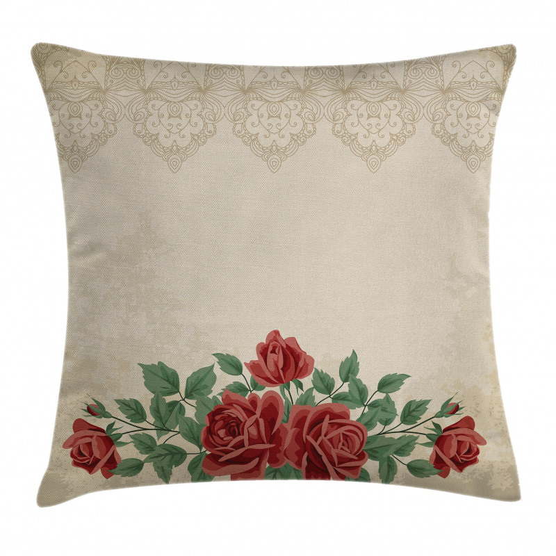 Vintage Love Red Roses Pillow Cover