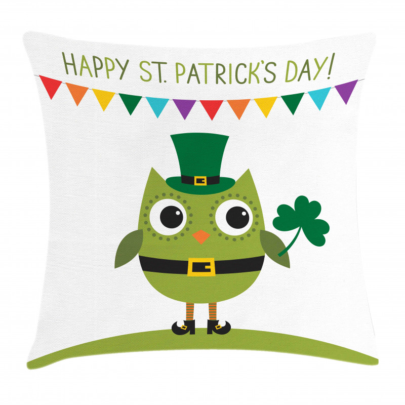 Owl Shamrock Pillow Cover