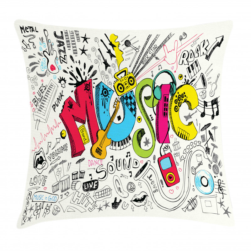 Pop Art Doodle Style Art Pillow Cover