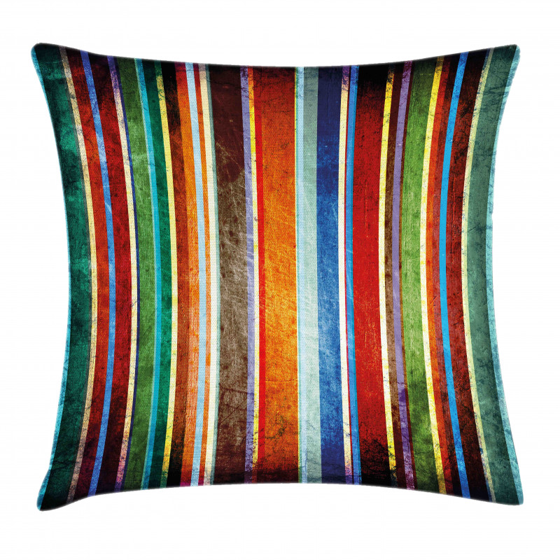 Retro Colorful Bands Pillow Cover